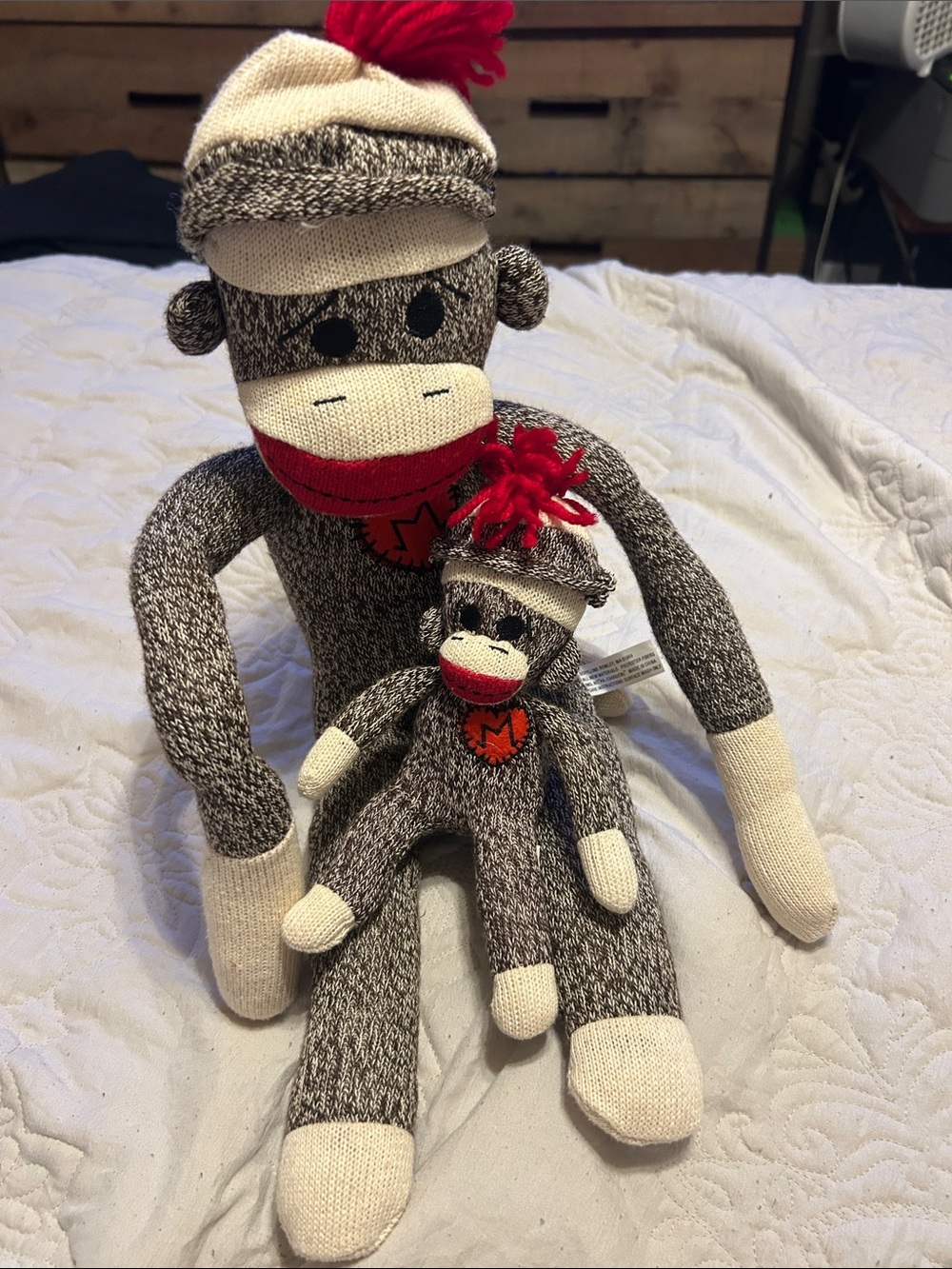 Sock Monkey Plush’s with Red Pom Pom